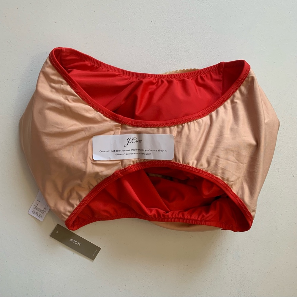 J Crew Red Ruched Squareneck One Piece Swimsuit Size 24 NWT - Picture 9 of 17